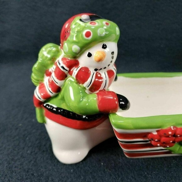 Fitz and Floyd Cookie Cracker Cradle Friends Gather Here Xmas Holiday Plate‎ - Picture 2 of 12